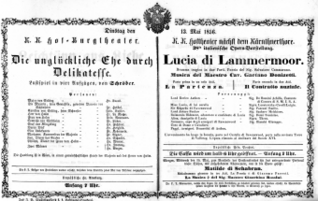 Theaterzettel (Oper und Burgtheater in Wien) 18560513 Seite: 1