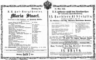 Theaterzettel (Oper und Burgtheater in Wien) 18560518 Seite: 1