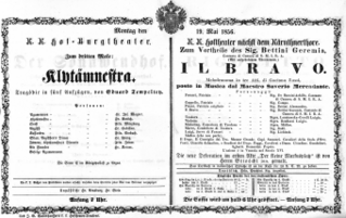 Theaterzettel (Oper und Burgtheater in Wien) 18560519 Seite: 1
