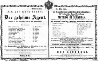 Theaterzettel (Oper und Burgtheater in Wien) 18560521 Seite: 1