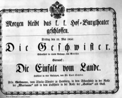 Theaterzettel (Oper und Burgtheater in Wien) 18560523 Seite: 1