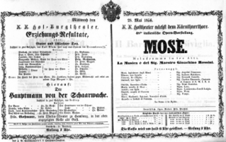 Theaterzettel (Oper und Burgtheater in Wien) 18560528 Seite: 1