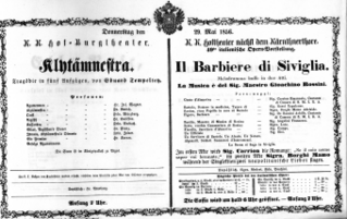 Theaterzettel (Oper und Burgtheater in Wien) 18560529 Seite: 1