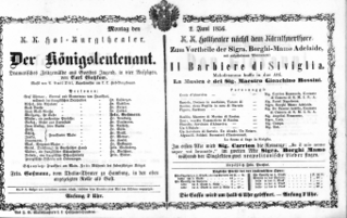 Theaterzettel (Oper und Burgtheater in Wien) 18560602 Seite: 1