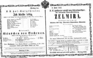 Theaterzettel (Oper und Burgtheater in Wien) 18560606 Seite: 1