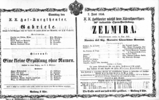 Theaterzettel (Oper und Burgtheater in Wien) 18560607 Seite: 1