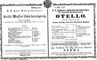 Theaterzettel (Oper und Burgtheater in Wien) 18560608 Seite: 1