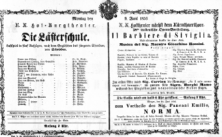 Theaterzettel (Oper und Burgtheater in Wien) 18560609 Seite: 1