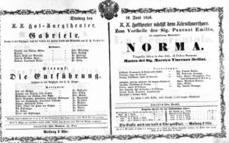 Theaterzettel (Oper und Burgtheater in Wien) 18560610 Seite: 1