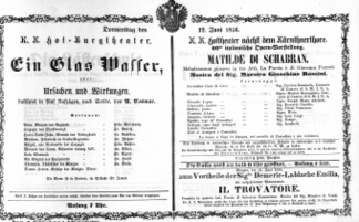 Theaterzettel (Oper und Burgtheater in Wien) 18560612 Seite: 1