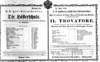 Theaterzettel (Oper und Burgtheater in Wien) 18560613 Seite: 1