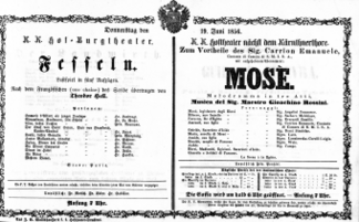 Theaterzettel (Oper und Burgtheater in Wien) 18560619 Seite: 1