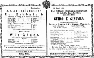 Theaterzettel (Oper und Burgtheater in Wien) 18560620 Seite: 1
