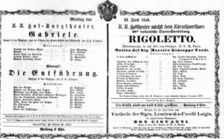 Theaterzettel (Oper und Burgtheater in Wien) 18560623 Seite: 1
