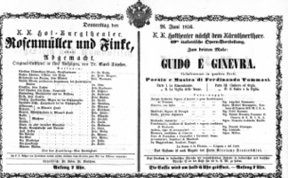 Theaterzettel (Oper und Burgtheater in Wien) 18560626 Seite: 1