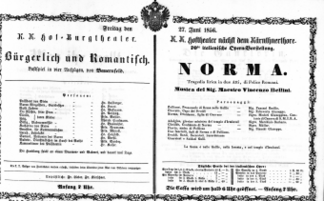 Theaterzettel (Oper und Burgtheater in Wien) 18560627 Seite: 1