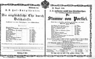 Theaterzettel (Oper und Burgtheater in Wien) 18560820 Seite: 1