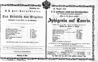 Theaterzettel (Oper und Burgtheater in Wien) 18560823 Seite: 1