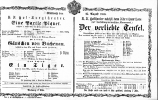Theaterzettel (Oper und Burgtheater in Wien) 18560827 Seite: 1
