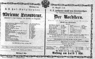 Theaterzettel (Oper und Burgtheater in Wien) 18560831 Seite: 1