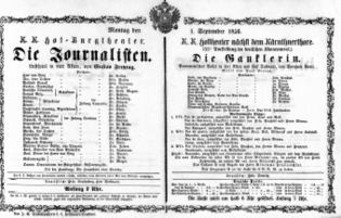 Theaterzettel (Oper und Burgtheater in Wien) 18560901 Seite: 1
