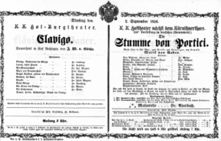 Theaterzettel (Oper und Burgtheater in Wien) 18560902 Seite: 1