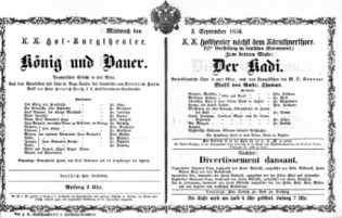 Theaterzettel (Oper und Burgtheater in Wien) 18560903 Seite: 1