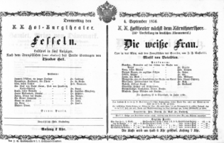 Theaterzettel (Oper und Burgtheater in Wien) 18560904 Seite: 1