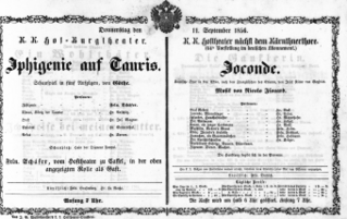 Theaterzettel (Oper und Burgtheater in Wien) 18560911 Seite: 1