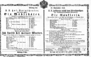 Theaterzettel (Oper und Burgtheater in Wien) 18560912 Seite: 1