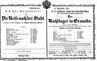 Theaterzettel (Oper und Burgtheater in Wien) 18560913 Seite: 1