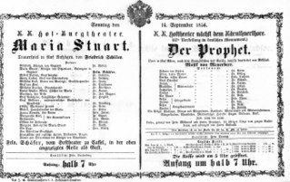 Theaterzettel (Oper und Burgtheater in Wien) 18560914 Seite: 1