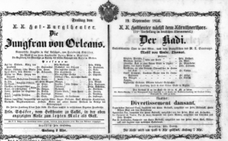 Theaterzettel (Oper und Burgtheater in Wien) 18560919 Seite: 1