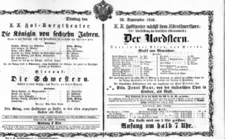 Theaterzettel (Oper und Burgtheater in Wien) 18560923 Seite: 1