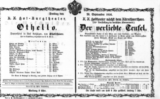 Theaterzettel (Oper und Burgtheater in Wien) 18560926 Seite: 1