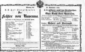 Theaterzettel (Oper und Burgtheater in Wien) 18560929 Seite: 1