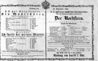 Theaterzettel (Oper und Burgtheater in Wien) 18560930 Seite: 1