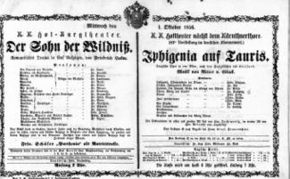 Theaterzettel (Oper und Burgtheater in Wien) 18561001 Seite: 1