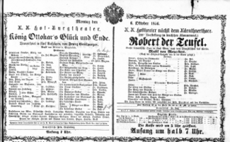 Theaterzettel (Oper und Burgtheater in Wien) 18561006 Seite: 1