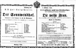 Theaterzettel (Oper und Burgtheater in Wien) 18561007 Seite: 1