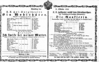 Theaterzettel (Oper und Burgtheater in Wien) 18561011 Seite: 1