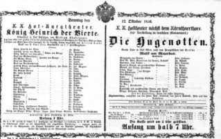 Theaterzettel (Oper und Burgtheater in Wien) 18561012 Seite: 1
