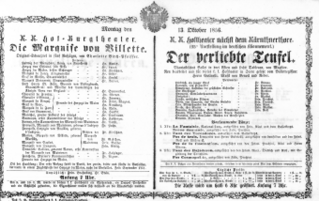 Theaterzettel (Oper und Burgtheater in Wien) 18561013 Seite: 1