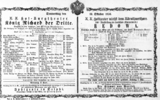 Theaterzettel (Oper und Burgtheater in Wien) 18561016 Seite: 1
