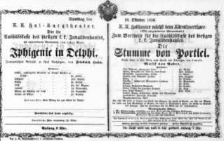 Theaterzettel (Oper und Burgtheater in Wien) 18561018 Seite: 1