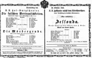 Theaterzettel (Oper und Burgtheater in Wien) 18561023 Seite: 1