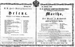 Theaterzettel (Oper und Burgtheater in Wien) 18561024 Seite: 1