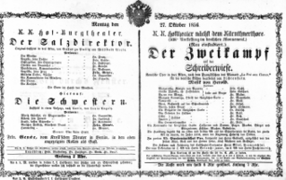 Theaterzettel (Oper und Burgtheater in Wien) 18561027 Seite: 1