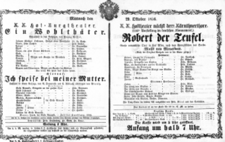 Theaterzettel (Oper und Burgtheater in Wien) 18561029 Seite: 1