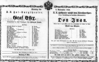 Theaterzettel (Oper und Burgtheater in Wien) 18561102 Seite: 1